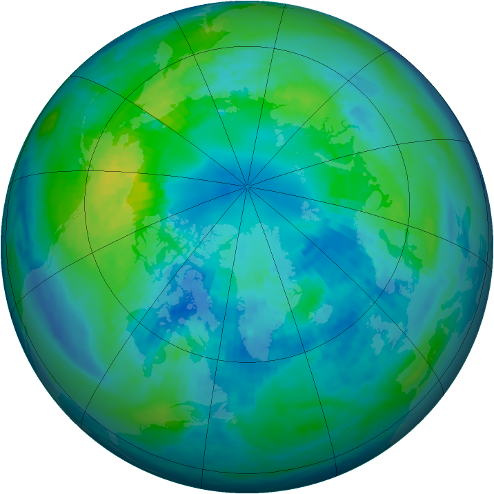 Arctic ozone map for 12 October 1992